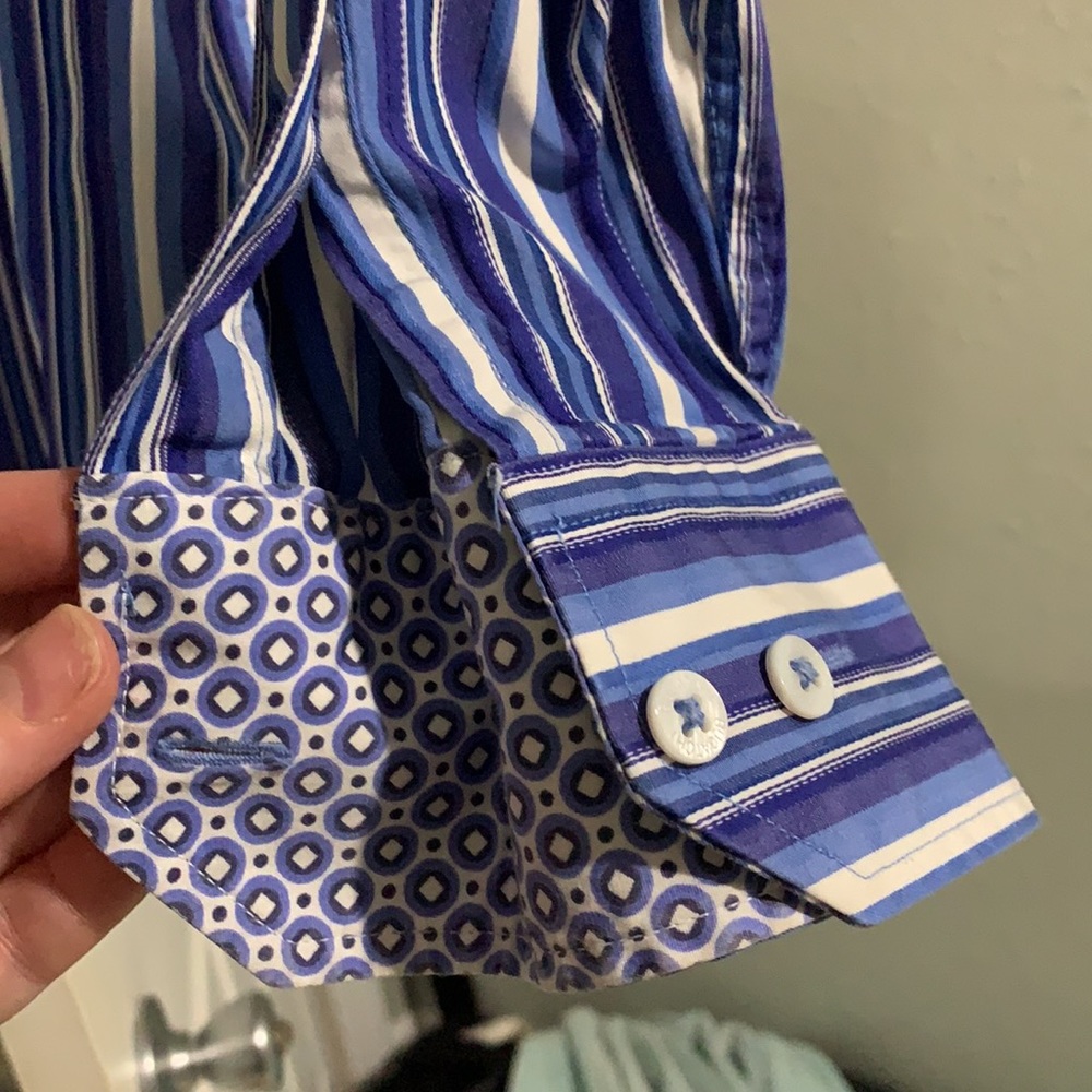 Bugatchi Uomo M Button Down Blue Stripe Men’s - image 4